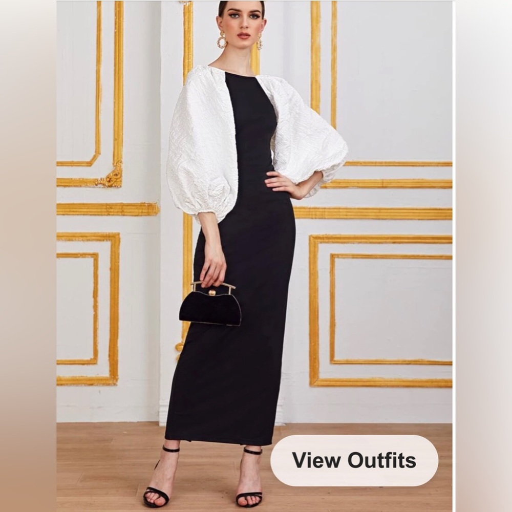 Bishop sleeve open back dress